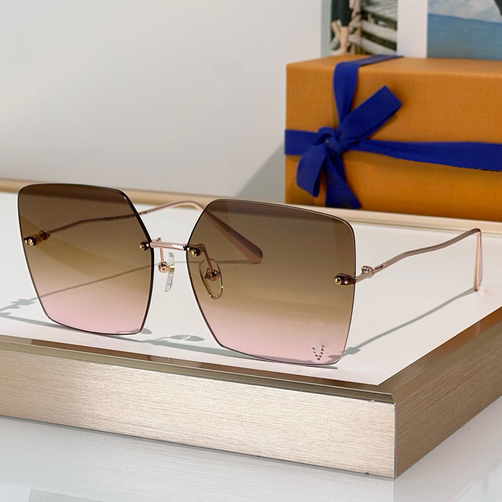 Brand Womens Designer Glam 2.0 Square Sunglasses Z2961U fashion style frameless metal leg sunglasses le verre gauche se pare dun strass en forme de