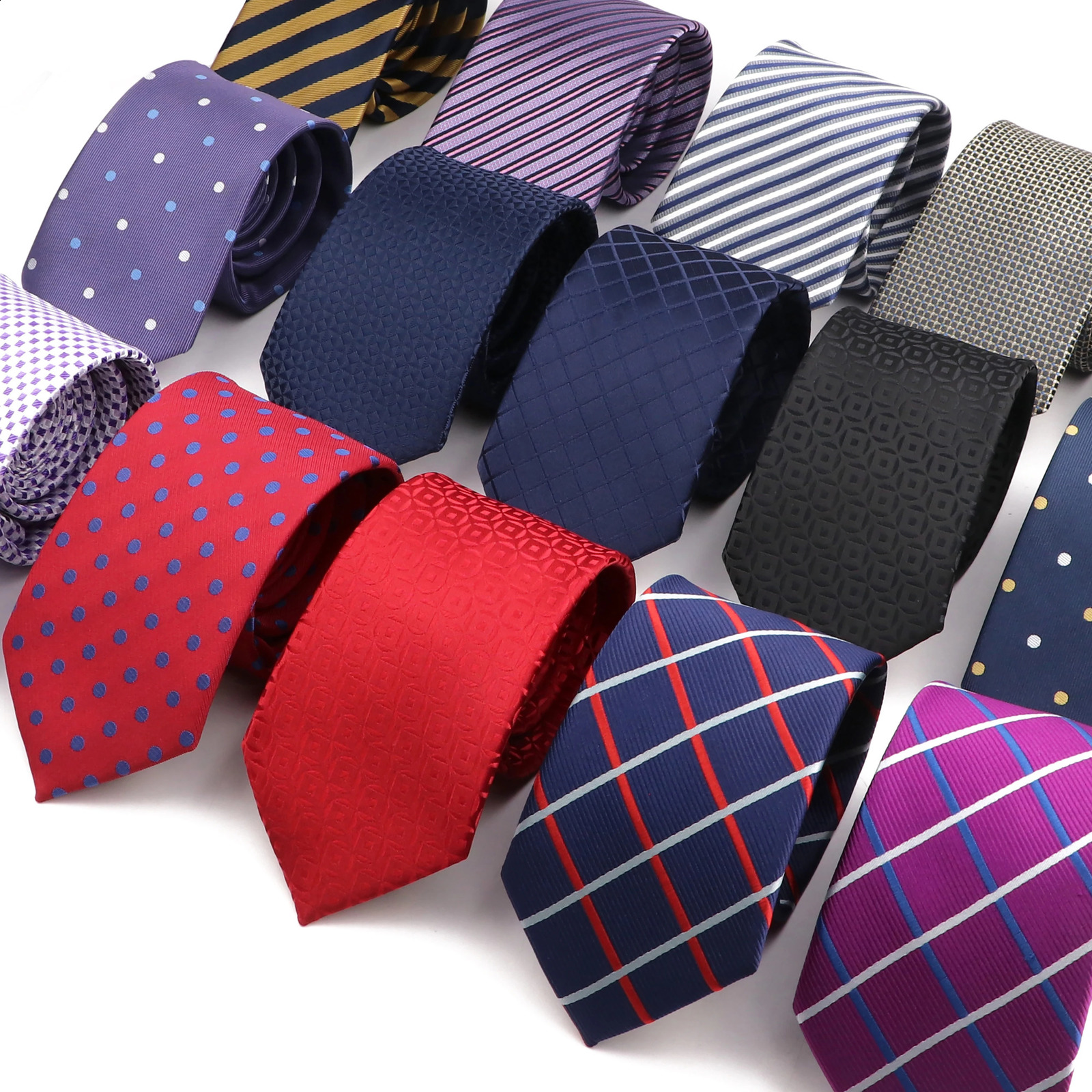 Purple Blue Striped Dot Classic Mens Tie 7cm Slim Narrow Wedding Business Office Necktie Daily Wear Male Gravata Accessories 250815