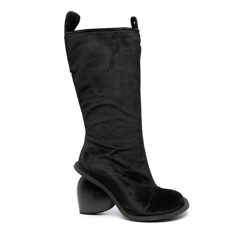 Luxury Designer Women's Shoes Genuine Leather Mid Top Boots Fashion Round Toe High Heel Ankle Shoes with Zipper Stylish Comfortable Footwear