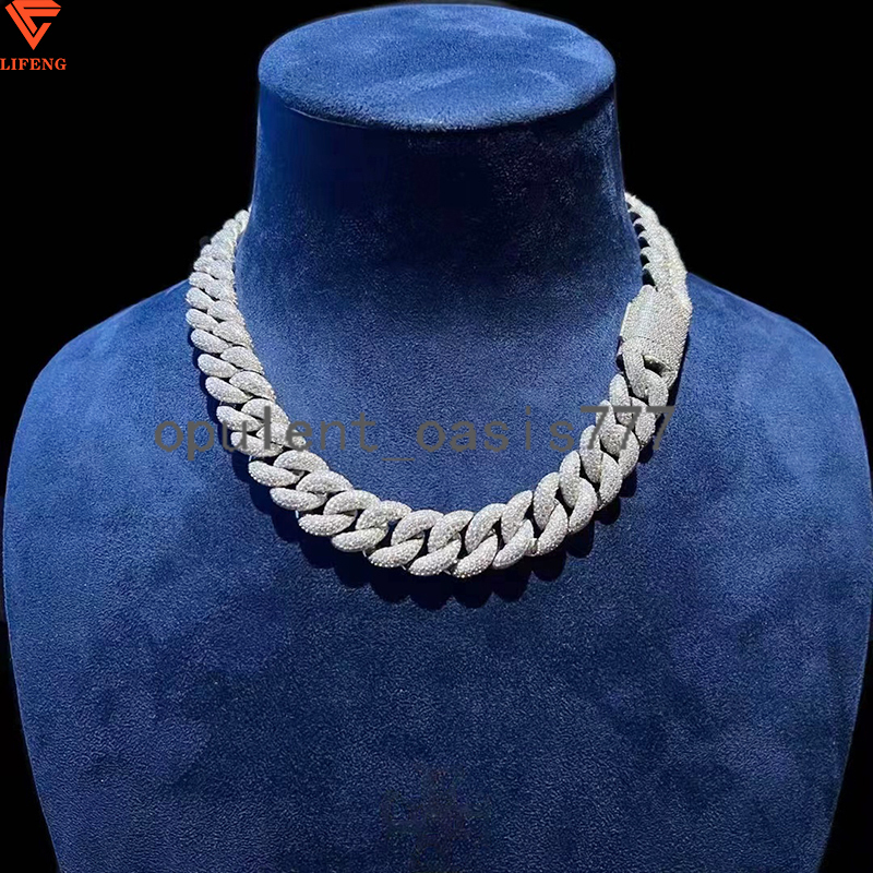 Custom Hphop Moissanite Chain Necklace Iced out Miami Cuban Link Wedding Gift for Men Sterling Silver with Diamond Jewelry