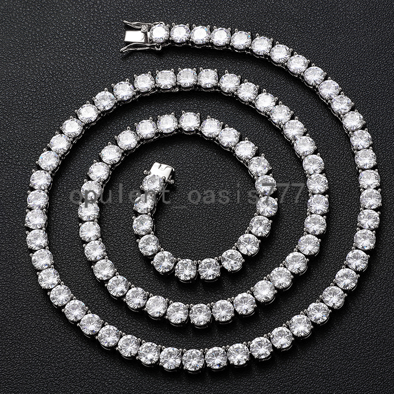 100% 925 Sterling Silver Moissanite Tennis Chain Necklace Diamond Test Passed Sparkling Fine Jewelry With GRA Certificate Chains