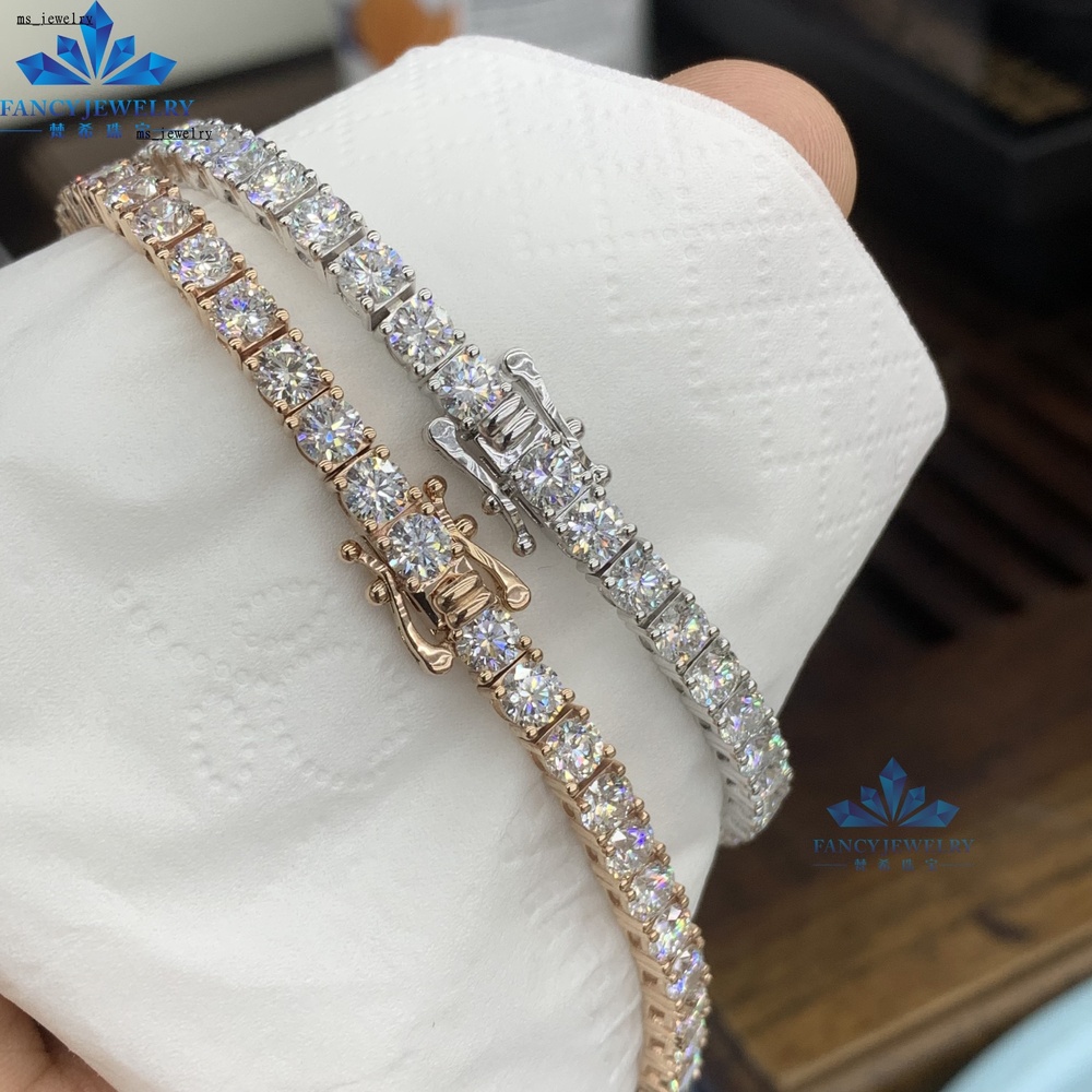 Factory Custom GRC Certified Tennis Bracelet 10K 14K White/Yellow/Rose Gold VVS Diamond Jewelry Lab Grown Diamond Bangles