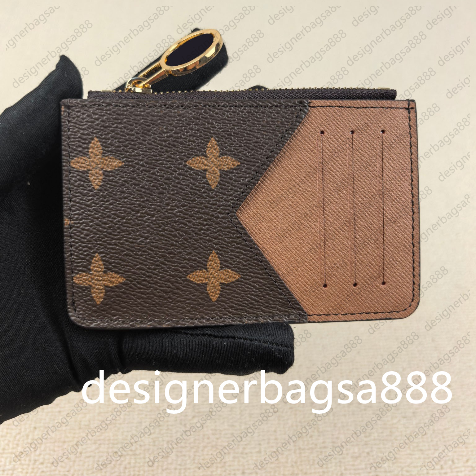 High Quality Genuine Leather Luxury Card Holder Wave Classic Women Zig Zag Zipper Designer Credit Cardholders Bank Cardholder Mini Slim Wallet With