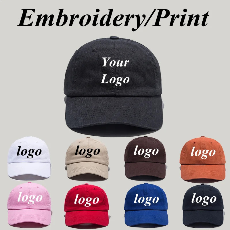 Custom Solid Color Adjustable Baseball Caps For Men And Women Embroidery Print Spring Summer Cotton Shade Cap 250812