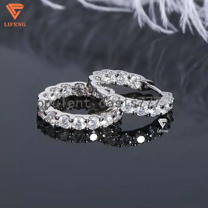 Custom Iced Out Diamond Hoop Earrings 925 Sterling Silver VVS Moissanite Earrings Wholesale Bulk Elegant Womens Fashion Jewelry