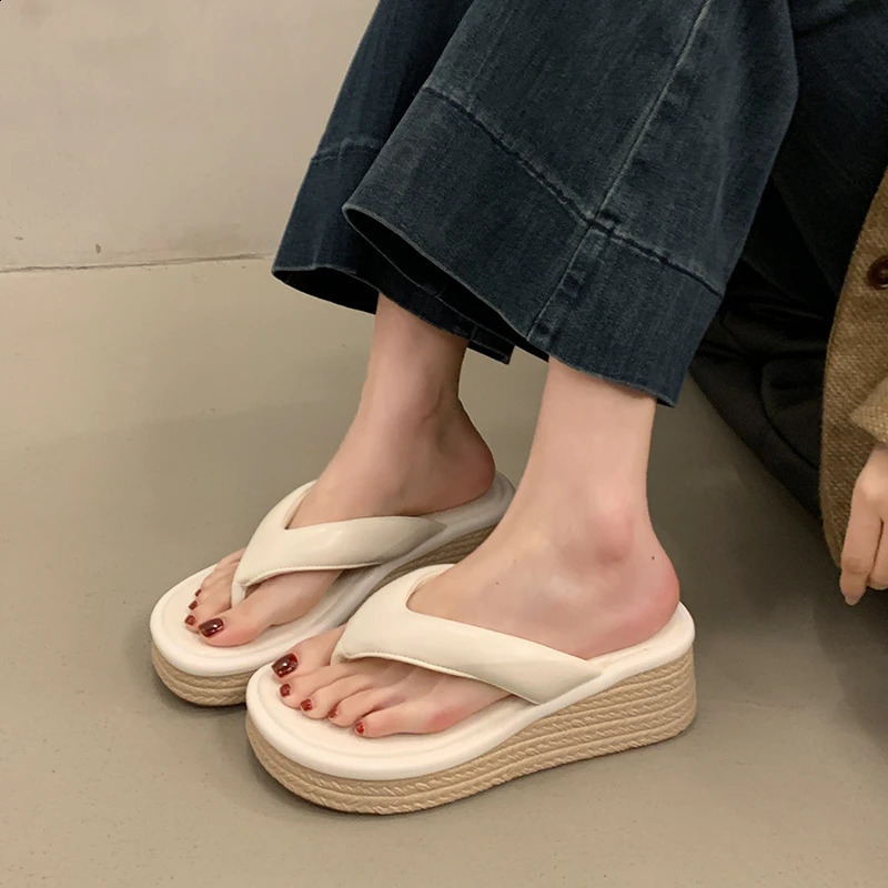 Summer Wedges Heel Womens Fashion Slippers Comfort Party Dress Slides Beach Vacation Flip Flop Shoes 250814