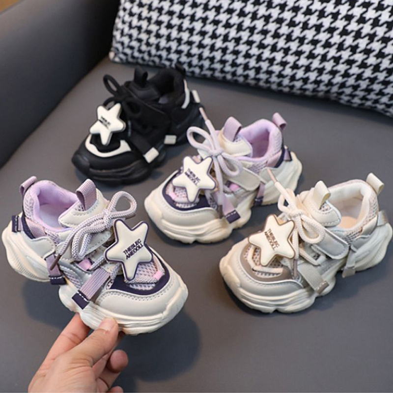 2025 Kids Sport Shoes Fashion Cross-tied Mesh Toddler Boys Sneakers Kidszworld Spring Autumn Children Girls Outdoor Running Shoes Sizes 21 - 30 K030