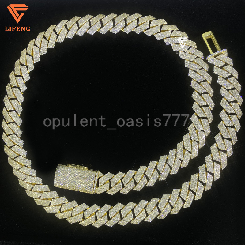 Luxury 925 Sterling Silver Iced Out VVS Moissanite Custom Hip Hop Gold Plated Cuban Link Chain Jewelry for Women Charm Necklace
