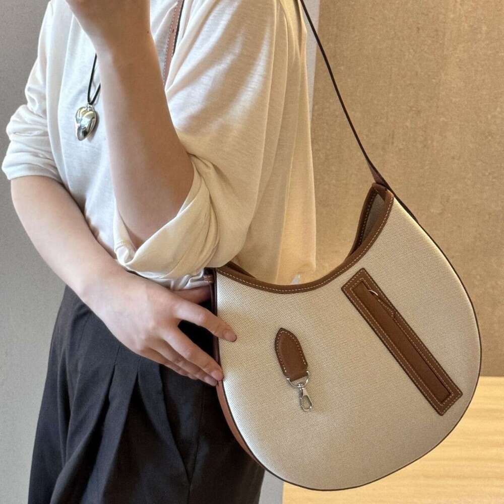 Designer Bag Tote Bag Shoulder Bag Fashion New 2025 Simple Large Capacity Crescent Bag Canvas Calfskin Single Shoulder Crossbody High-End Underarm H