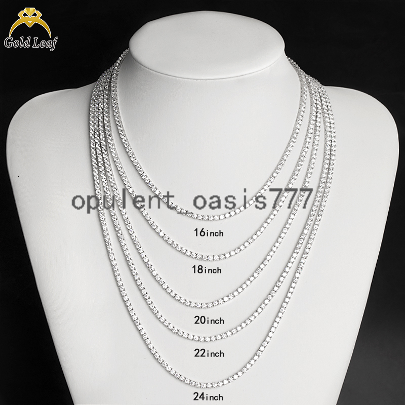 925 Sterling Silver Hip Hop Tennis Necklace 3-5mm D Color VVS Diamond Link Chain for Men Moissanite Necklace