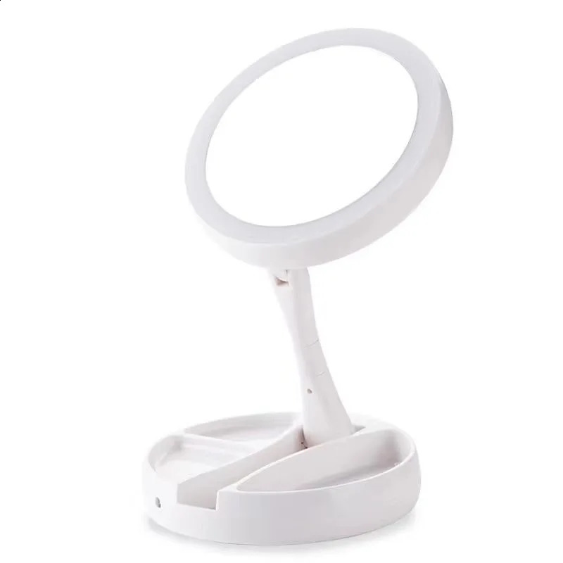 Ensemble de miroir de vanité à LED blanche - Comprend le miroir pliable avec une luminosité réglable de la boîte Braillage à double face pour / v