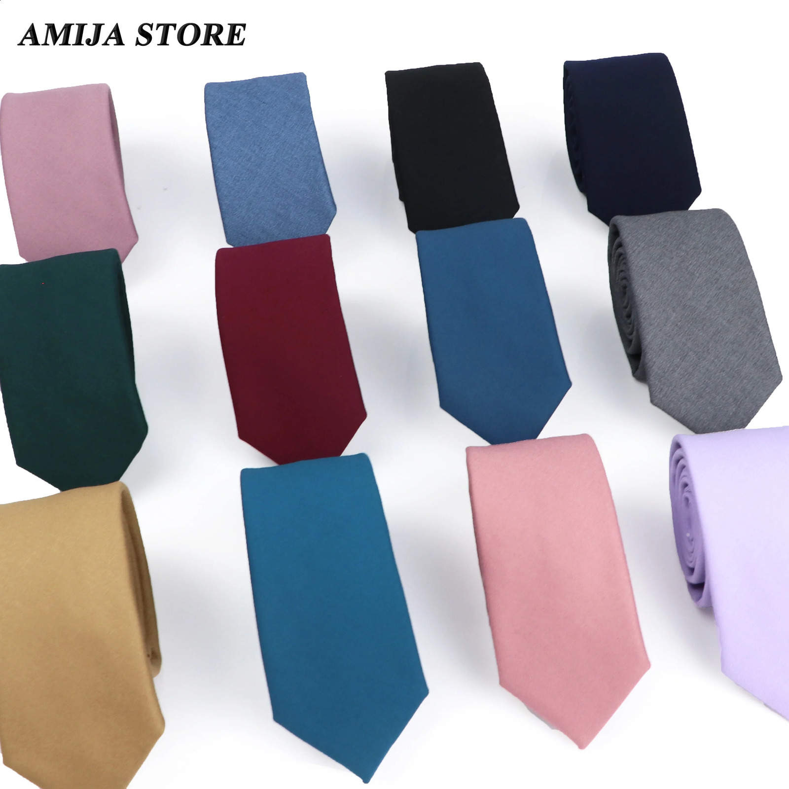 Emboucages pour hommes Coton classique fait main à la main skinny gris rose sobild couleurs cravates 6cm collier étroit mince cachemire décontrac
