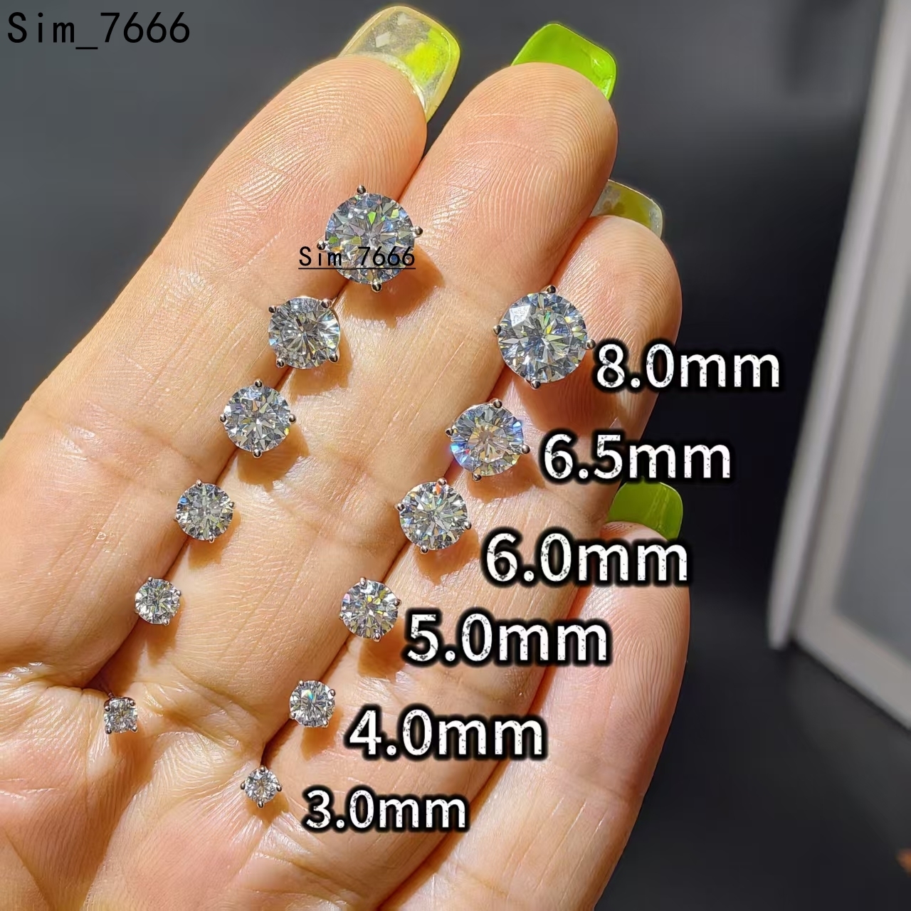 Bijoux Yingtuo 3 mm / 4 mm / 5 mm / 6 mm S925 Boucles d'oreilles en argent pour dames Style Hip Hop VVS Moisanite Elegant and Chic