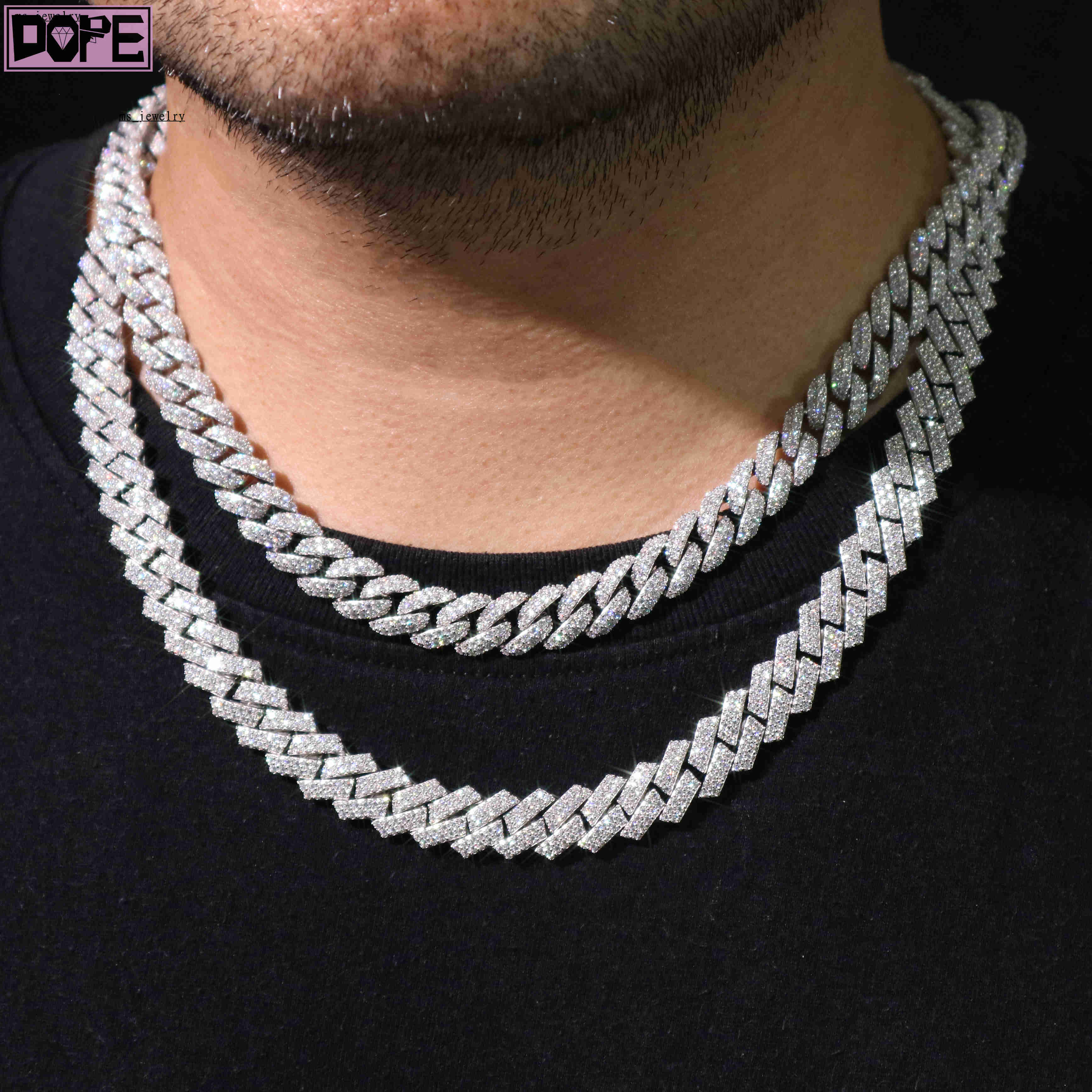 Ready to Ship 6mm 8mm 12mm Cuban Necklace 925 Silver Hiphop VVS Diamond Moissanite Cuban Chain