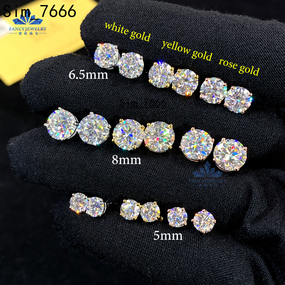 Full Size 3mm -11mm Moissanite Diamond Women Earring 4 Prong 925 Sterling Silver Moissanite Stud Earrings Screw Back with GRA