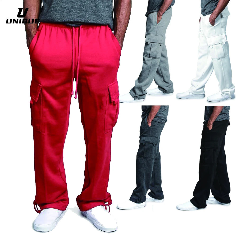 Mens Cargo Pants Track Street Bottoms Winter Fitness Gym Workout Running Training Exercise Breathable Soft Male Sweatpant 250801