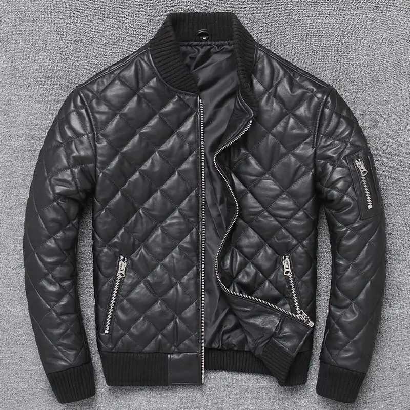 Veste en cuir à carreaux Men plus coton slim de baseball uniforme 2025 automne hiver nouveau veste décontractée chaude hommes punk coll streetwea