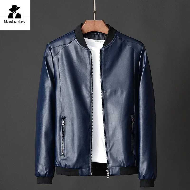 2024 AUTOMNE NOUVEAU hommes Black Biker Pu En cuir manteau coréen Fashion Men Pu Leather Veste Casual Fit Slim Baseball Vêtements 8xl XJ250818