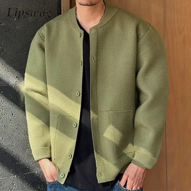 Fall Winter Casual Mens Cardigans Knitting Solid Color Buttonup Sweatercoats For Men Outdoor Fashion Slim Outerwear 250801