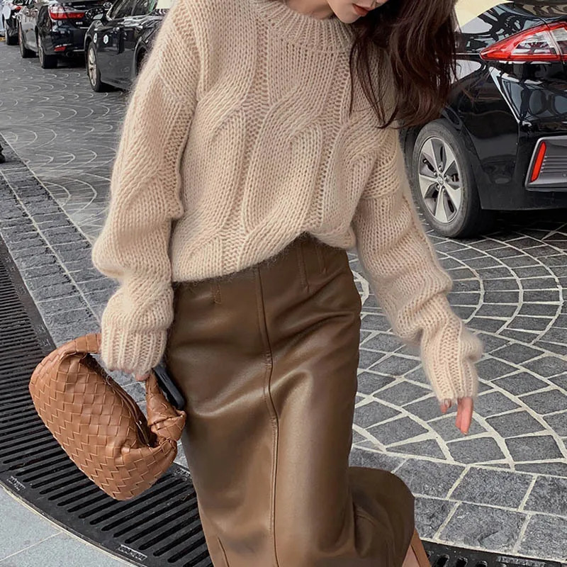Loose Casual Autumn Winter Knitwear Long Sleeve Twist Sweater for Women Knitted Pullover Vintage Streetwear Knit Jumper Tops 250818