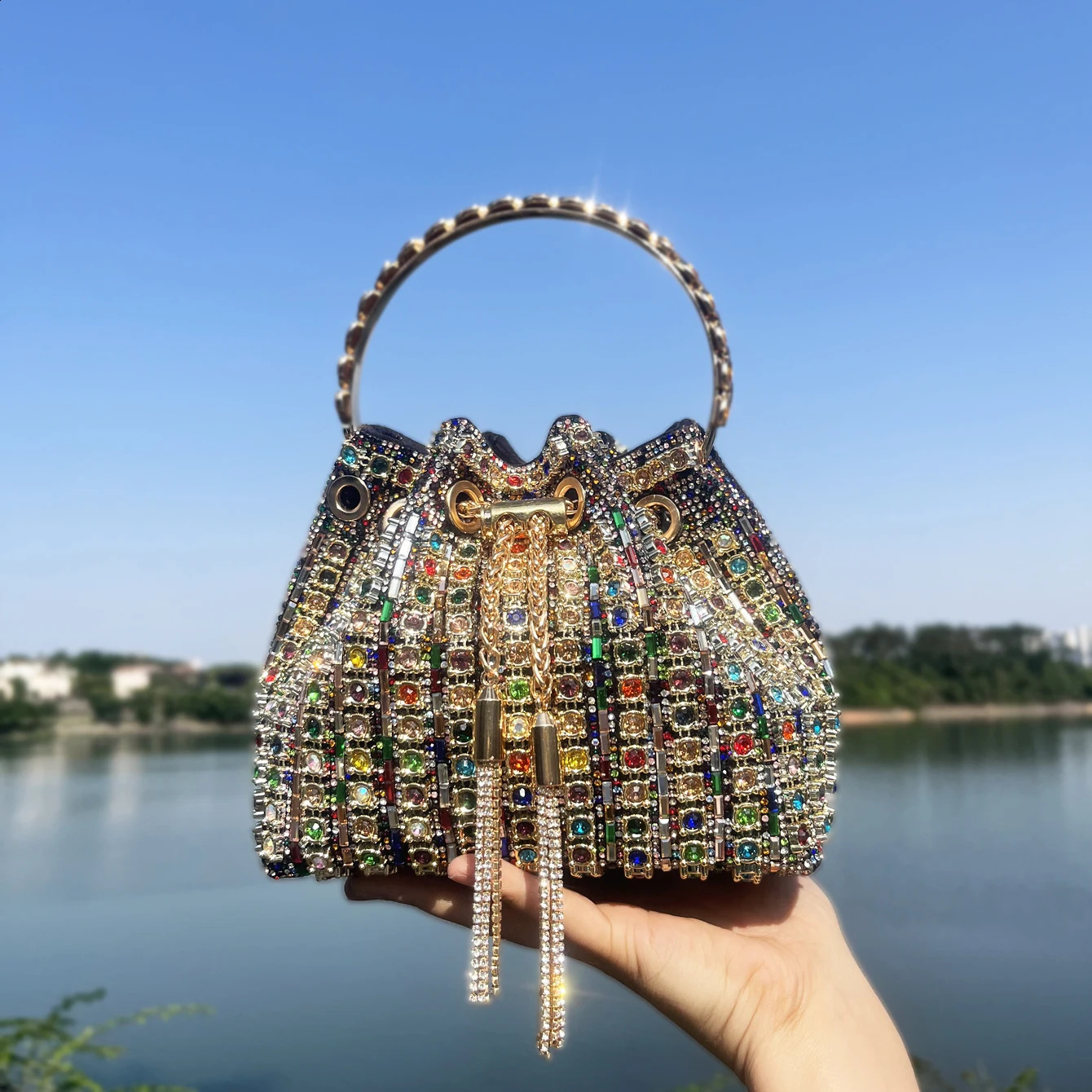 y ner purses and handbags bags for women bucket clutch purse evening banquet bag Crystal rhinestone shoulder 250815