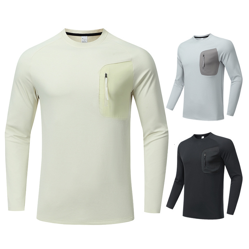 Autumn Winter Mens Long Sleeve Top Designer Outdoor Quick-Dry Sweatshirt Yoga Sports Top Versatile Round Neck Mens Long T-Shirt Gym Workout Clothes
