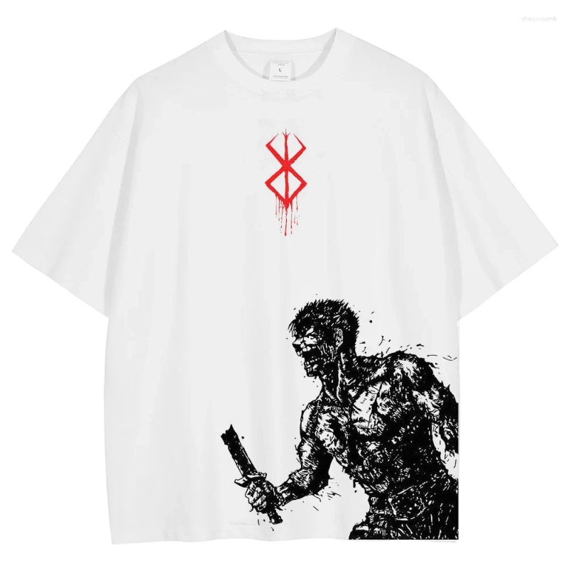 Men's T Shirts Hip Hop Streetwear Men Oversized White Tshirt Anime Graphic Print Casual T-Shirt Harajuku Summer Cotton Tops Tees