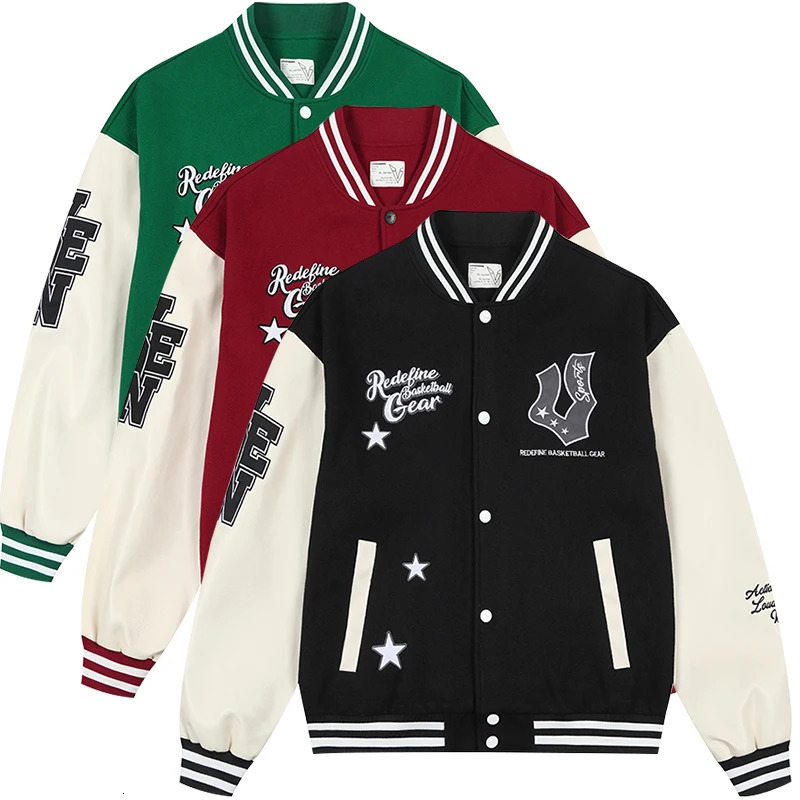 Star Print Mens Varsity Jacket Trendy Casual Baseball Collar Coat for Spring and Fall Long Sleeve ButtonDown Outerwear 250818