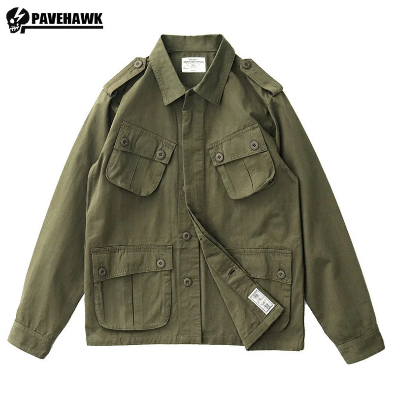 Veste de cargaison multi-poche M43 MENSEMENT SPRINGLUME AMÉRICAIN AMÉRICAINE Vintage Mouilles à revers Collier de mode décontractée Green 250818