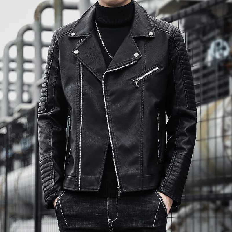 Male Slim Fit Pu Leather Coats Mens Motorcycle Jackets Black Outerwear Leather Coats Man High Quality Business Leather Jacket XJ250818