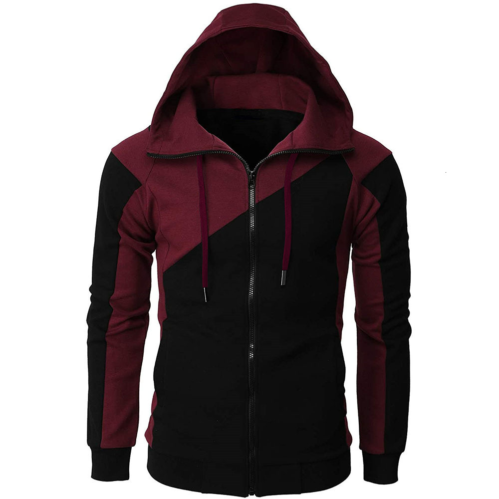 2025 Color-Block Men Slim Fit Hooded Sweatshirt Casual Fashion Men's hoodie Long Sleeve Sports Jacket