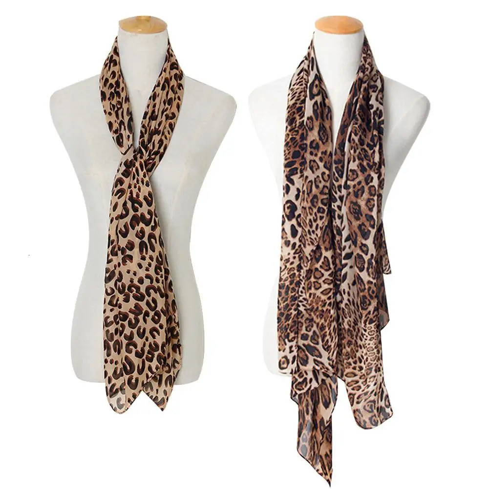 Women Stole Soft Leopard Print Scarf Vintage Chiffon Wrap Harajuku Scarves Shawl Thin Summer Spring Casual Sexy Elegant 250812