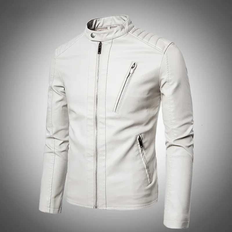 2024 Mens Faux Leather Jacket Motorcycle Autumn Mens Jackets White Mens Leather Jacket Outerwear Male PU Leather Coats 5XL XJ250818