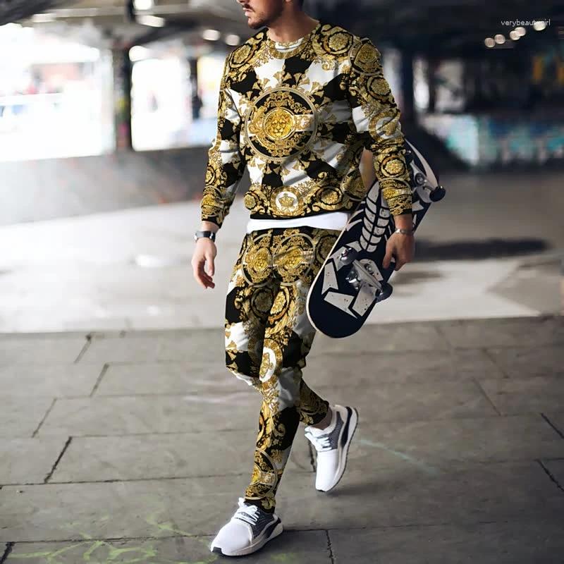 Men's Tracksuits Autumn Fashion Soild Color Long Sleeve T Shirt Tracksuit Men Trousers Set Oversized Sweatpants 2 Piece Suit Sportwear 2PCS