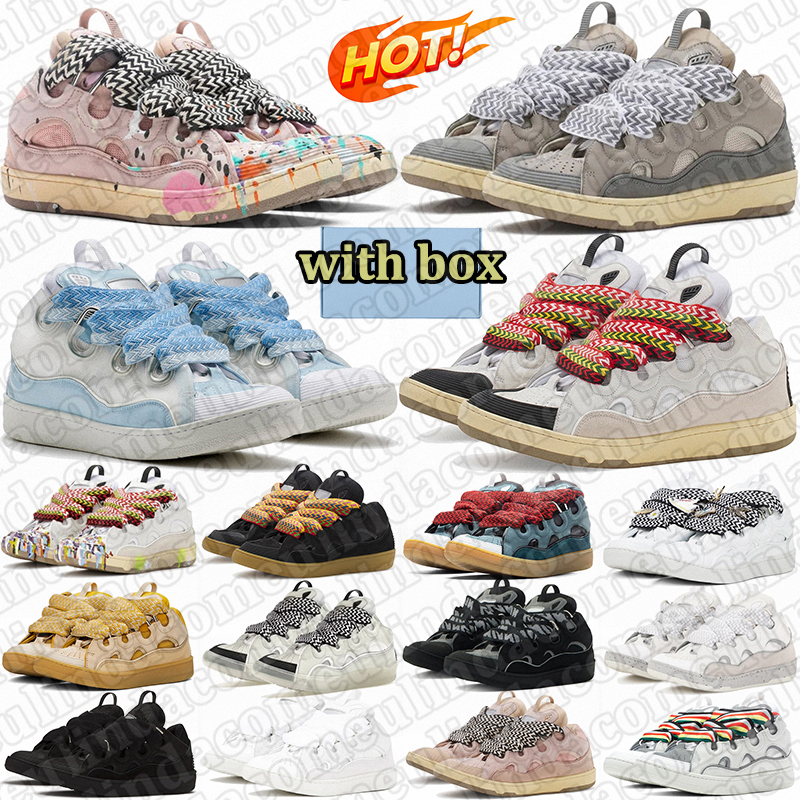with box curb sneakers men women designer casual shoes luxury platform trainers outdoor durable shoe mens stylish footwear daily outfit black white