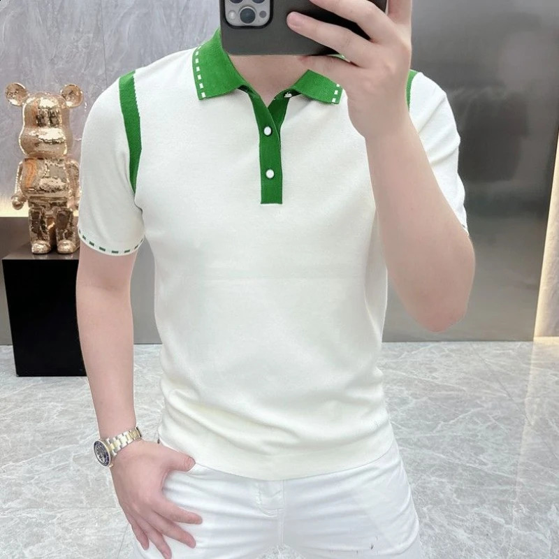 Spring Light y Mens Lapel POLO Sweater Simple Versatile and Handsome Short Sleeves 250801