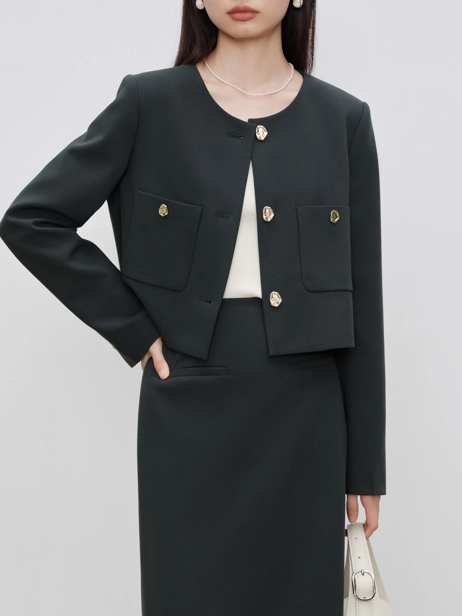 Ziqiao Petite taille courte mini-costume veste demi-jupe Ensemble de jupe pour femmes