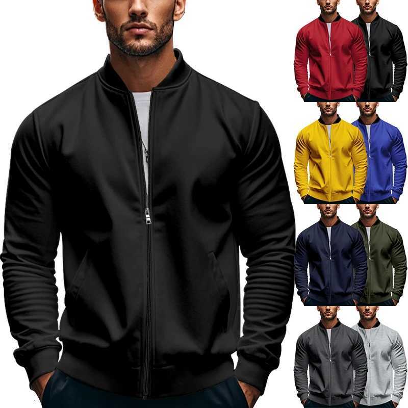 2024 Nouveau Spring and Automne Mens Stand Collar Veste Couleur Solie Sports à manches longues Mateau à manches Straite Sket Taille XJ250818