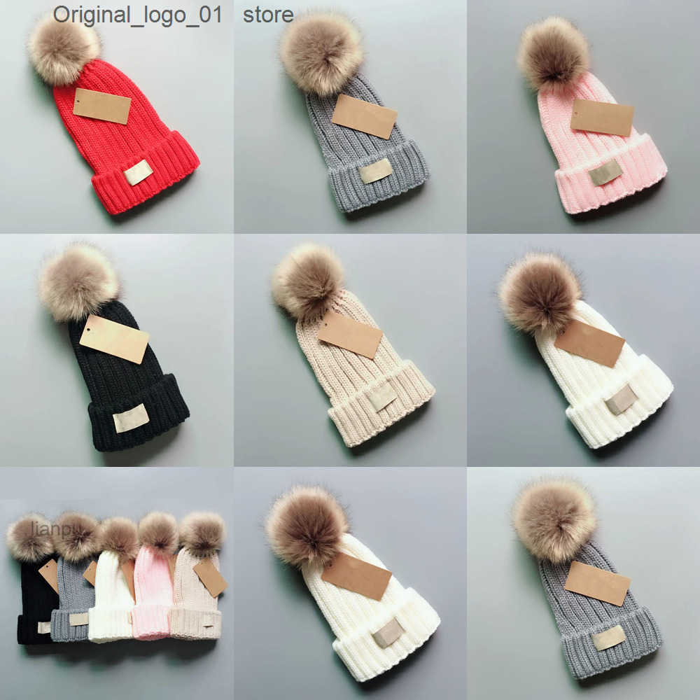 Knitted Beanie with Faux Fur Pom - Warm Winter Hat for Kids Toddlers Teens and Adults Z250816
