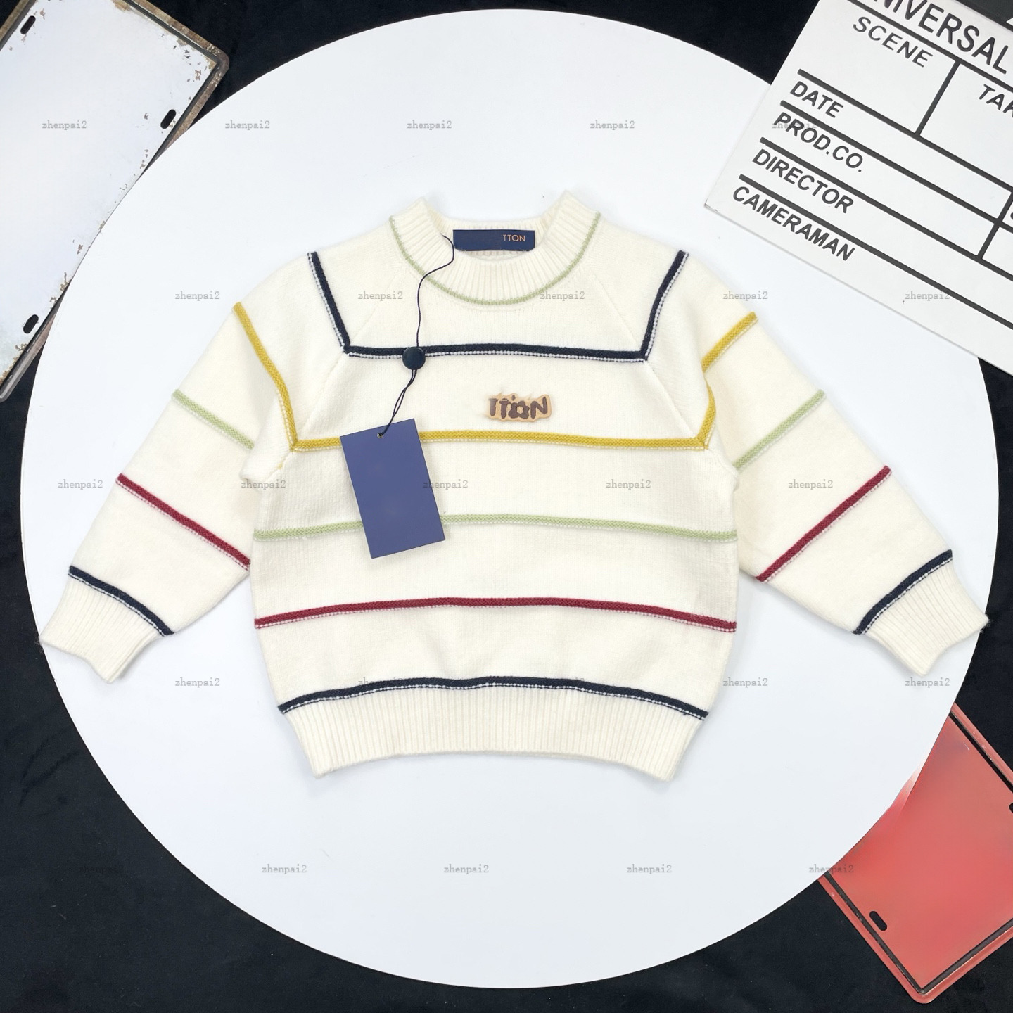 Pull de luxe Baby Automne Boy Treat Pullover Girl Troupleneck Kids Designer Vêtements Colorful Stripes Child Trickear Top A817X23N221