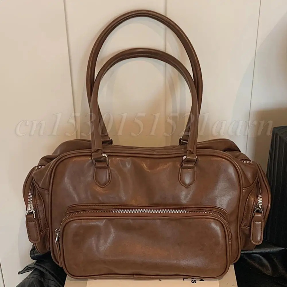 Sac à bandoulière de grande capacité pour femmes Sac à bandoulière multi-poches Sacs fourre-tout PU Sacs sous les bras en cuir PU Sacs 250809