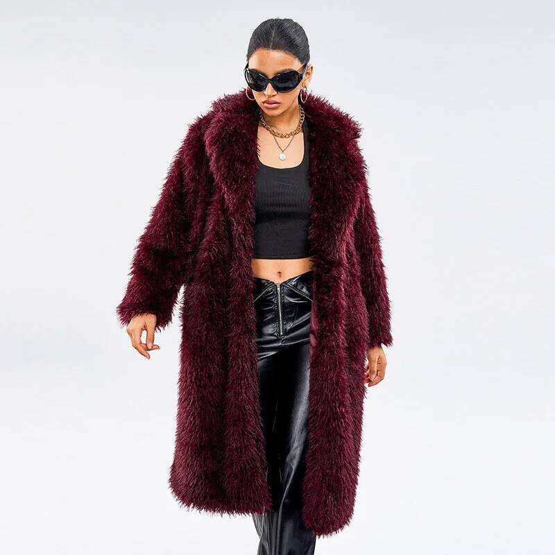 & Faux 2025 New Fashion Temperament Women's Winter Solid Color Lapel High Quality Women Fur Coat Qvercoat H175 250818