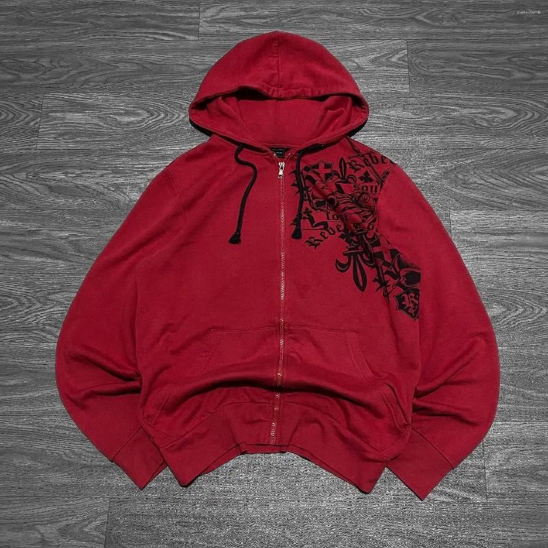 Men's Hoodies Retro 2000s MMA Skull Print Hoodie America Gothic Harajuku Style Street Fashion Casual Sweater For Men