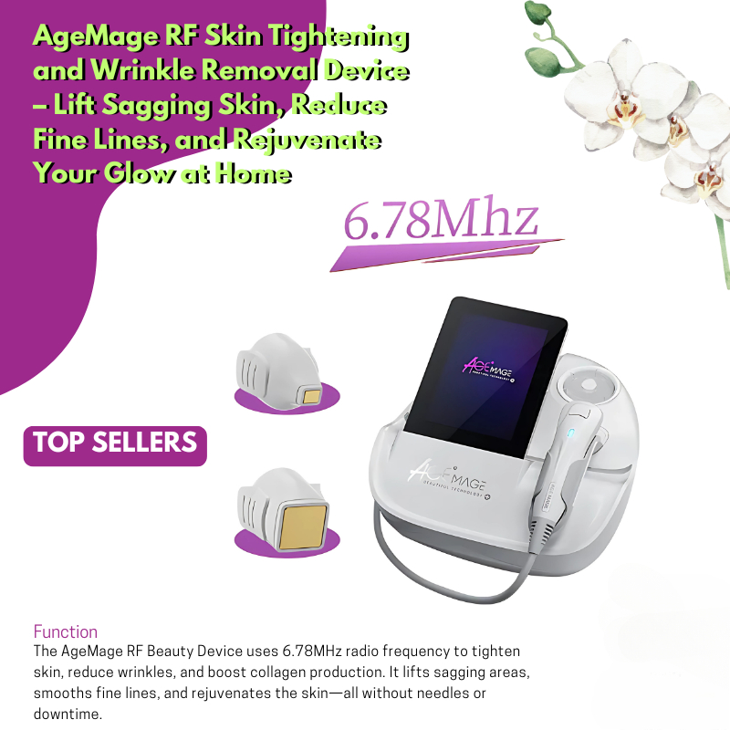AgeMage Portable Mono Polar RF Beauty Machine Skin Tightening Facial Lifting Device Wrinkle Reduction Anti Aging Tool Professional Home Use Compact