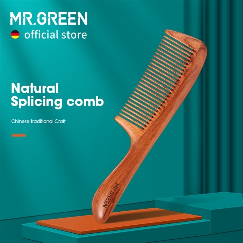Mr.Green Natural Wood Peigl Structure d'épissage Peigne Fine Brosse à dents Brosse de coiffure statique Hair Hair Saldp Massage Tools Gift 250818