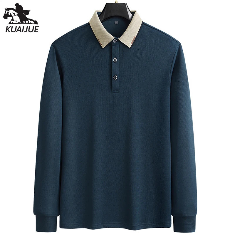 polo shirt men M7XL 8XL 9XL autumn Mens Long sleeve Solid color Middle age business casual mens A92 250801