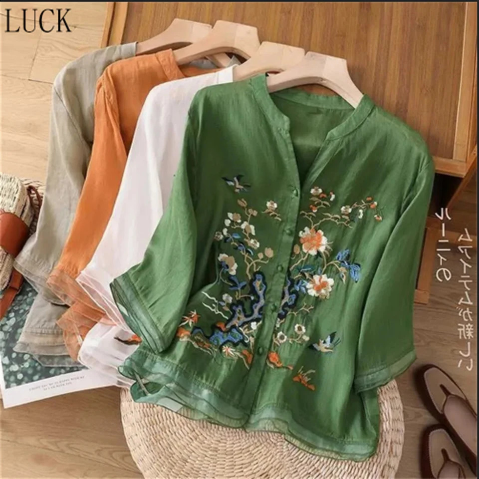 Coton Highgrade Coton et Veste en lin Femmes Summer Broided Cardigan Bouton de couture de style national chinois 250808