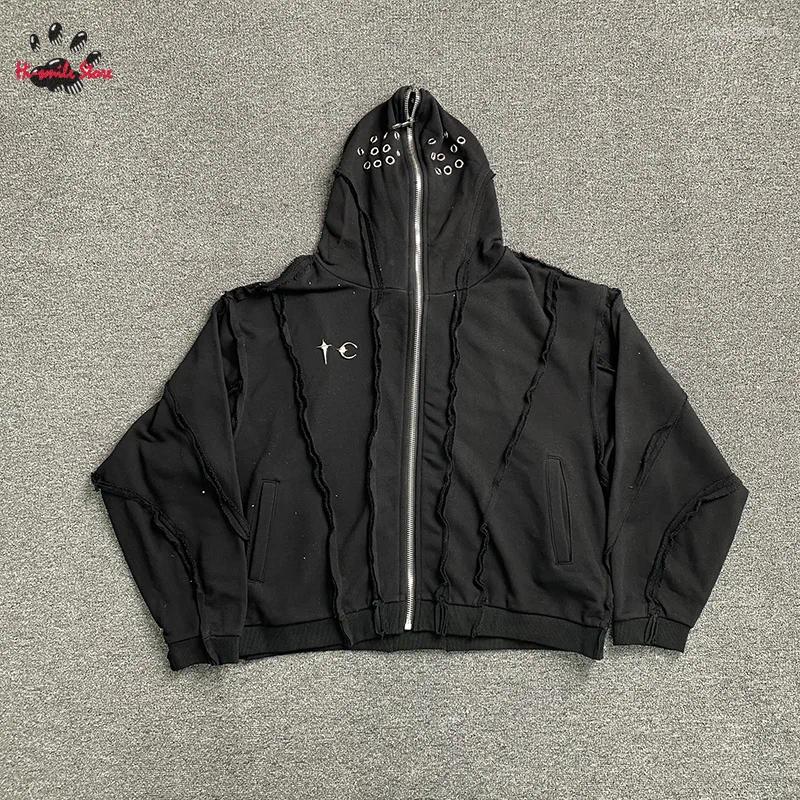 Men's Hoodies Zipper Sweatshirts Hooded Pullovers Autumn Winter Splice THUG CLUB Men Woman High Street Fashion