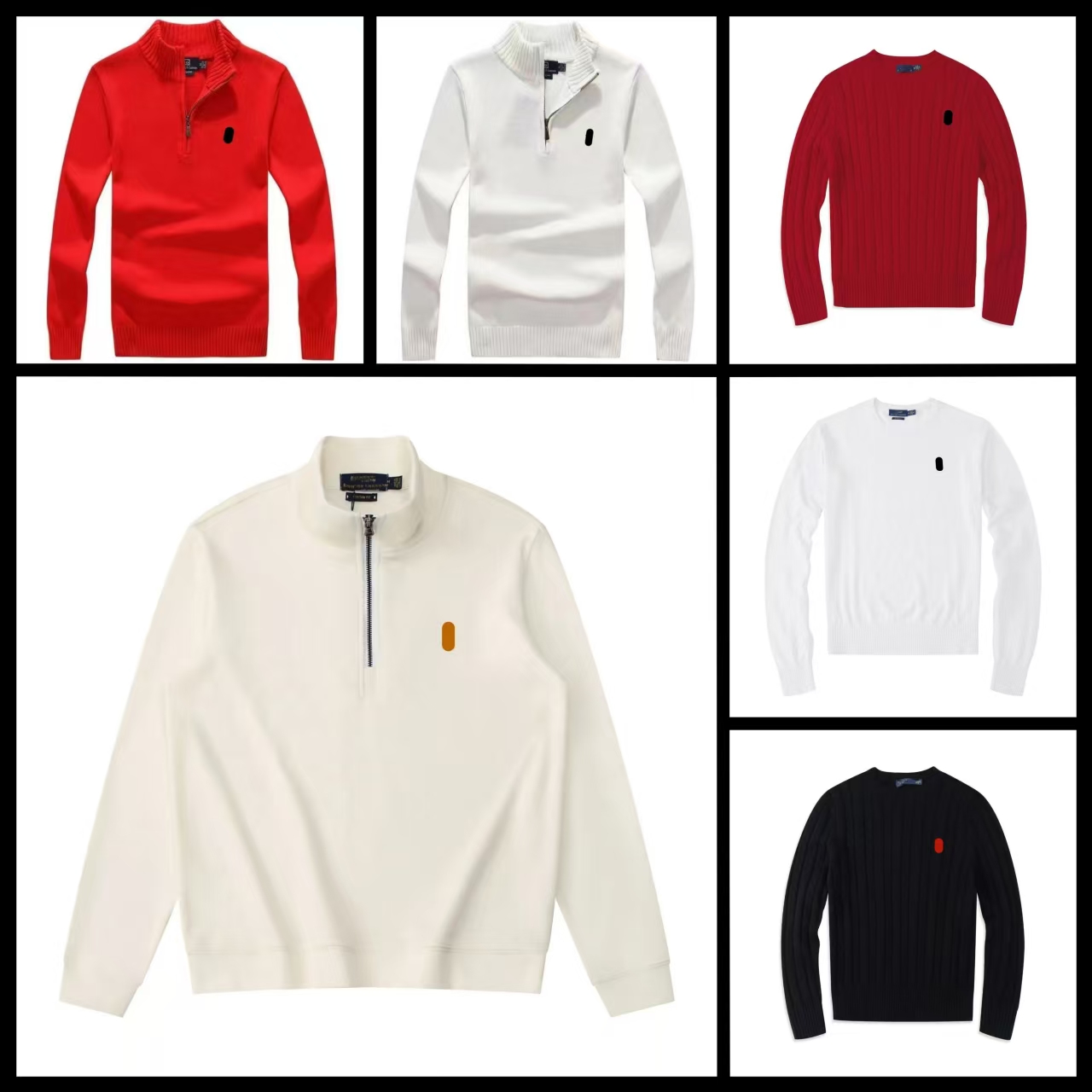 Les pulls masculins zippent en laine pull rouge pullouver masculin à col roulé hiver vintage designer homme en tricot streetwear style fh1