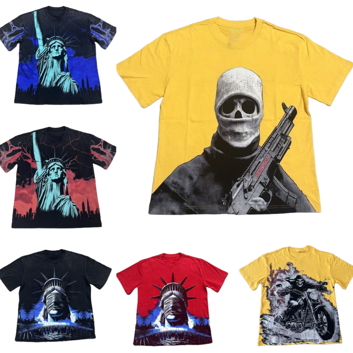fashion Brand Mens T Shirt new Mens Style 60 Designer t shirts quality Thug Skull style print short-sleeved men short T-shirt Luxury Men Hip Hop Roc
